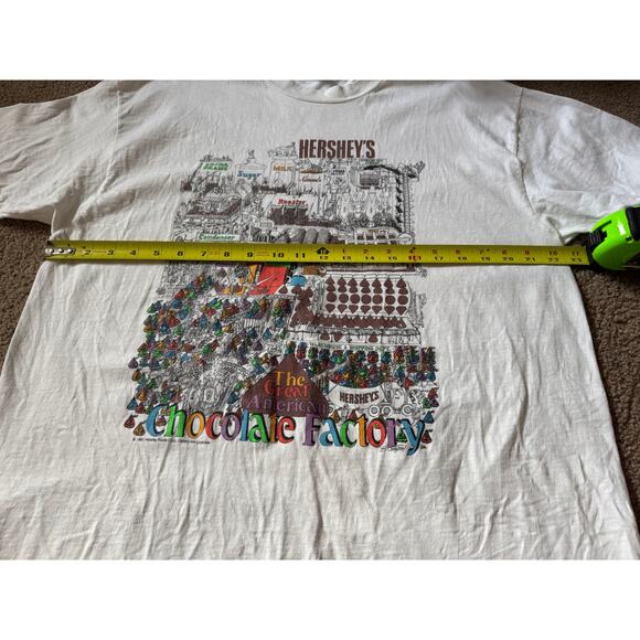 Vintage Hersheys Chocolate Factory T-Shirt 1991 Graphic Tee Cotton USA Retro 90s - Picture 3 of 7
